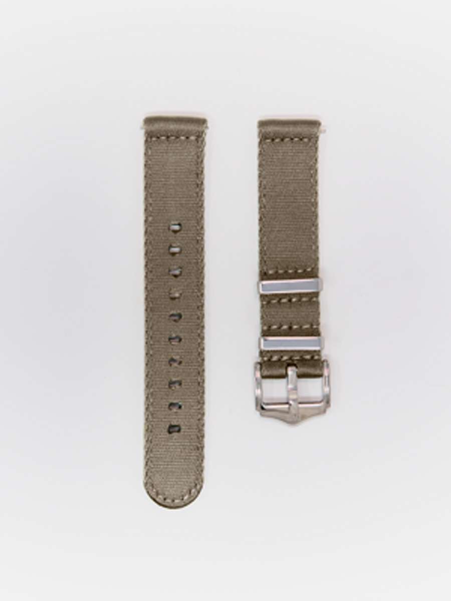 Military Style Hand Stitched Two Piece Straps — Camel Watch Strap – handmade fabric watch strap in camel