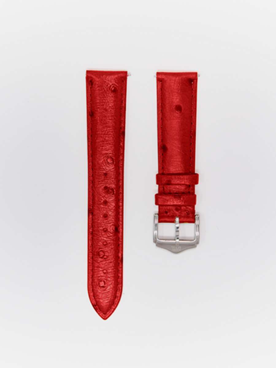 Classic Spanish Ostrich Leather — Blood Red Watch Strap – Ostrich Blood Red watch strap Classic Spanish Ostrich Leather — Blood Red Watch Strap – handmade ostrich watch strap in blood red