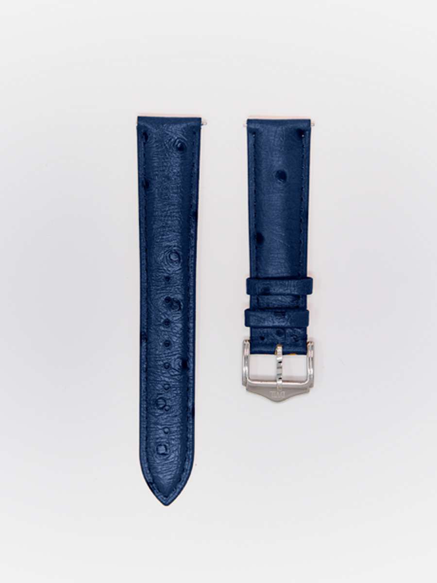 Classic Spanish Ostrich Leather — Deep Blue Watch Strap – Ostrich Deep Blue watch strap Classic Spanish Ostrich Leather — Deep Blue Watch Strap – Ostrich watch strap in Deep Blue, view 1