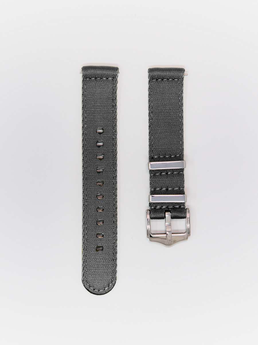 Military Style Hand Stitched Two Piece Straps — Grey Watch Strap – handmade fabric watch strap in grey