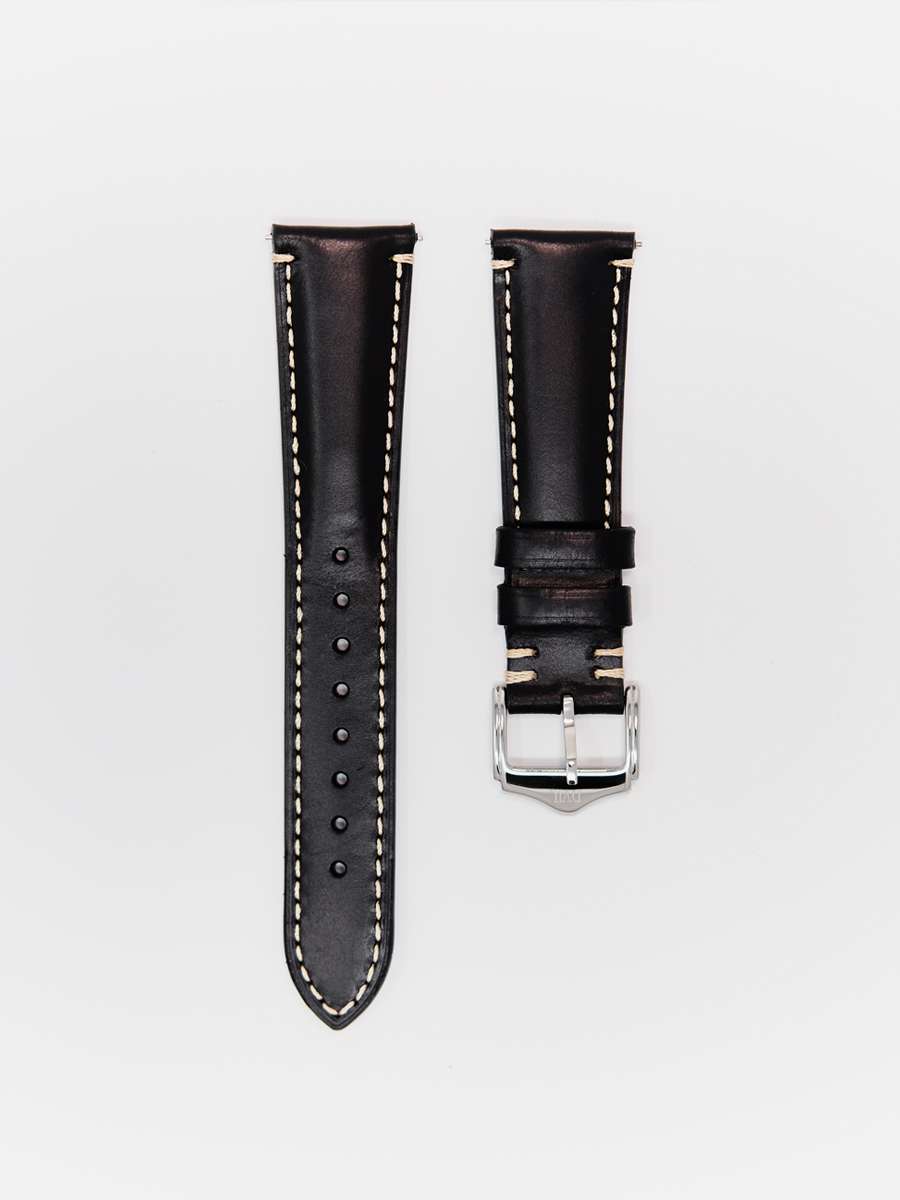 Japanese Shinki Hikaku Shell Cordovan Classic 新喜皮革 — Obsidian Black Watch Strap