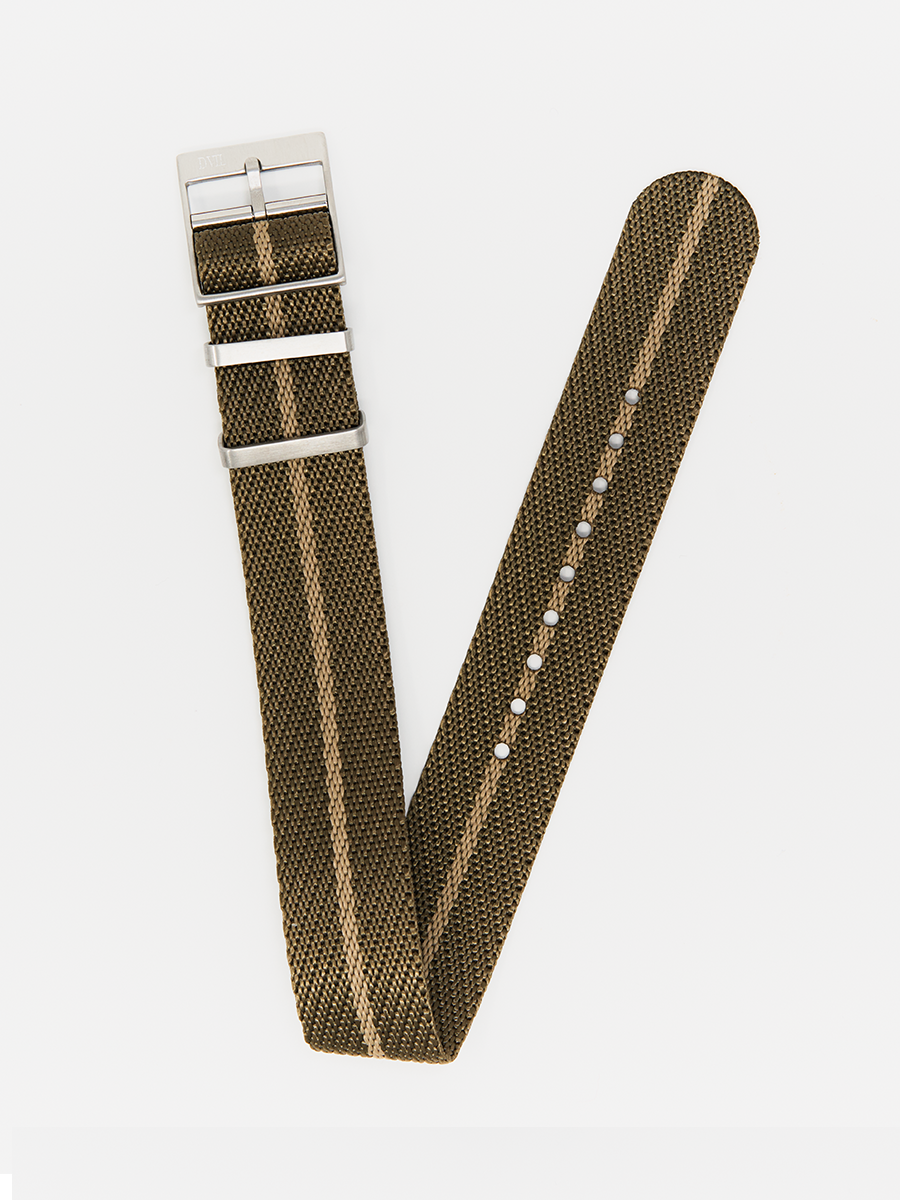 Premium Single Pass NATO — Khaki Mustard Watch Strap – Fabric Khaki Mustard watch strap Premium Single Pass NATO — Khaki Mustard Watch Strap – Fabric watch strap in Khaki Mustard, view 1