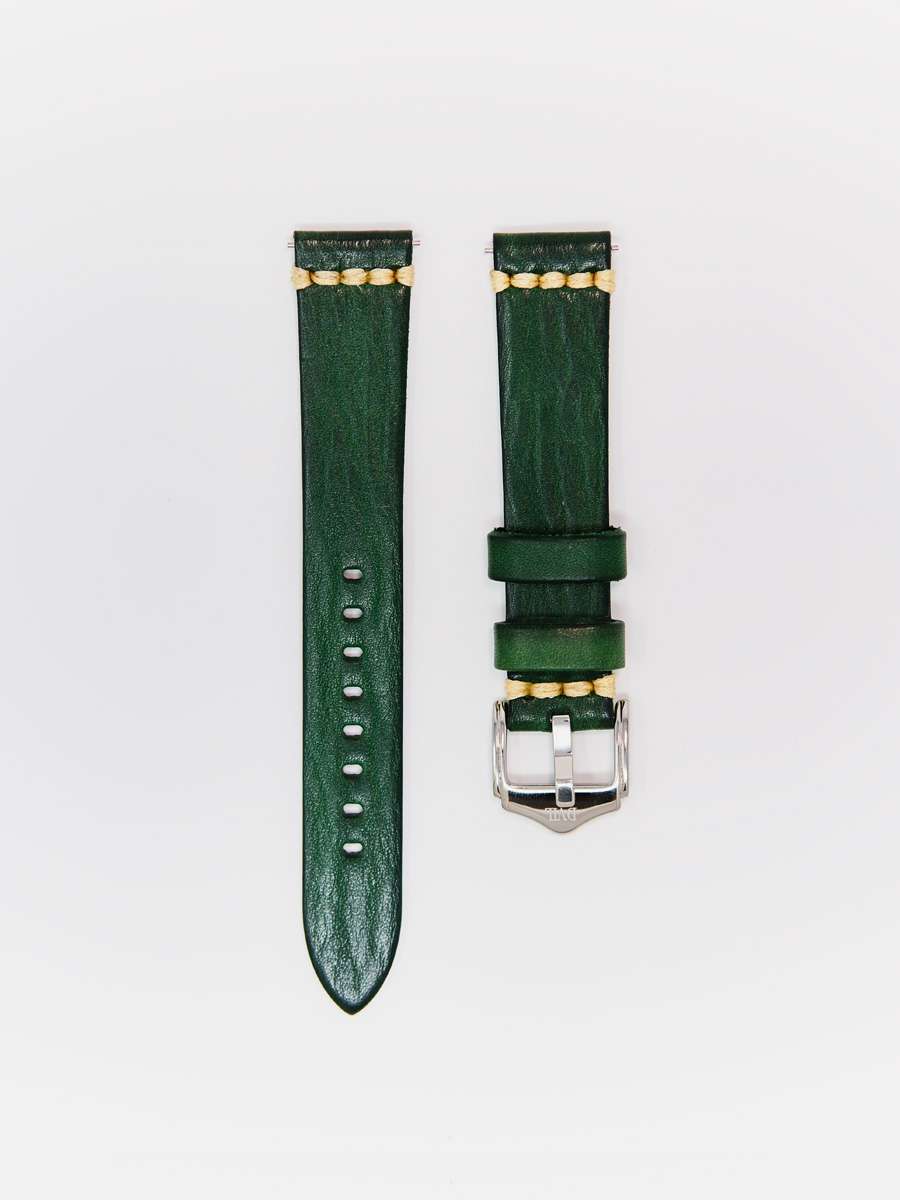 Vegetable Tanned Crazy Horse American Leather — Deep Forest Green Watch Strap