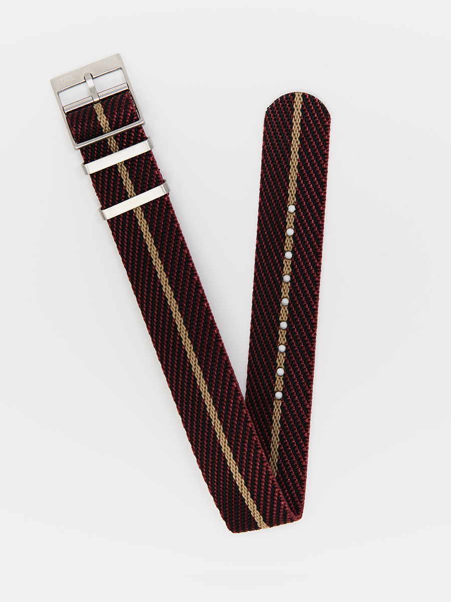 Premium Single Pass NATO — Burgundy Mustard Watch Strap – Fabric Burgundy Mustard watch strap Premium Single Pass NATO — Burgundy Mustard Watch Strap – handmade fabric watch strap in burgundy mustard