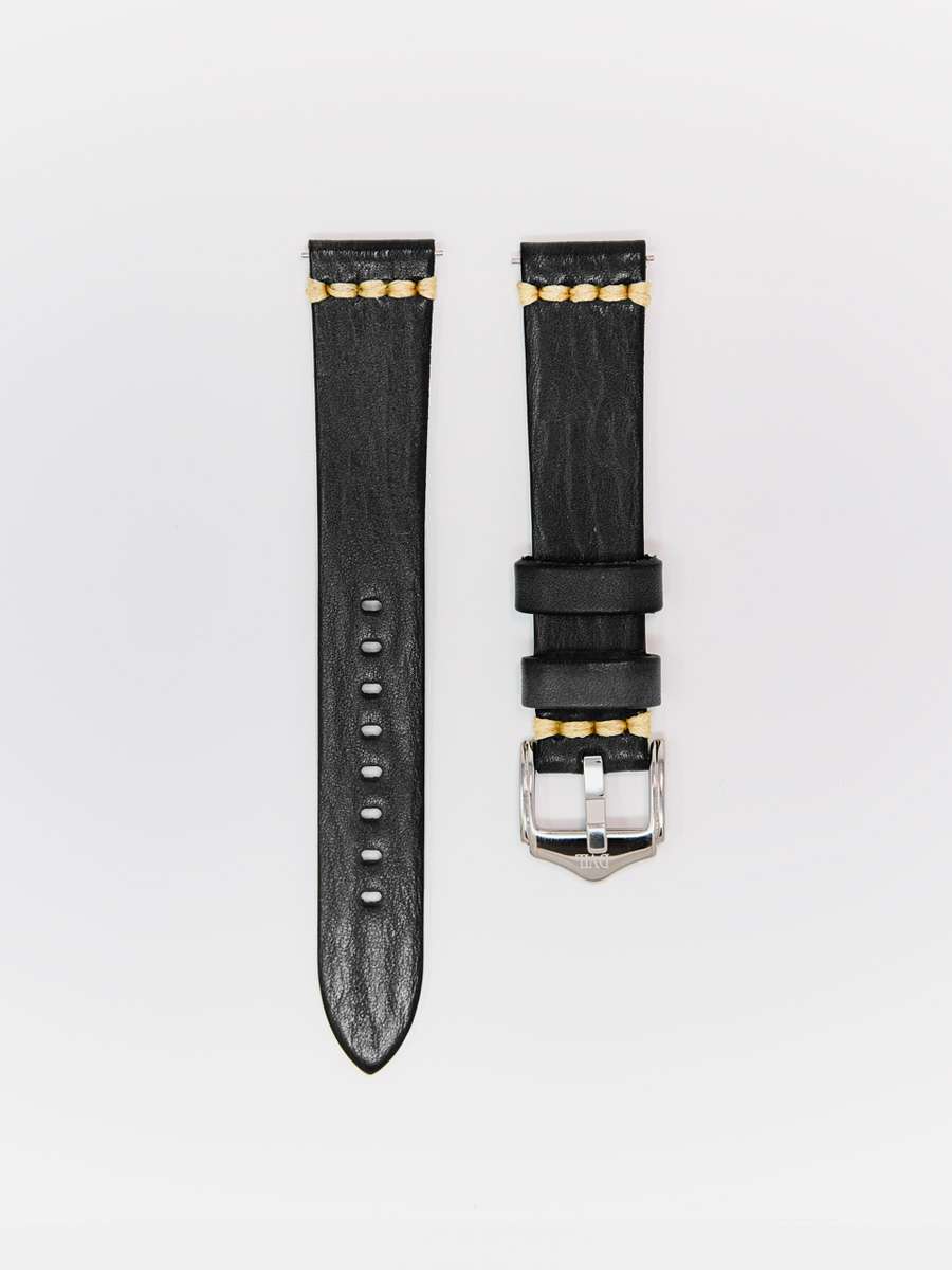 Vegetable Tanned Crazy Horse American Leather — Obsidian Black Watch Strap