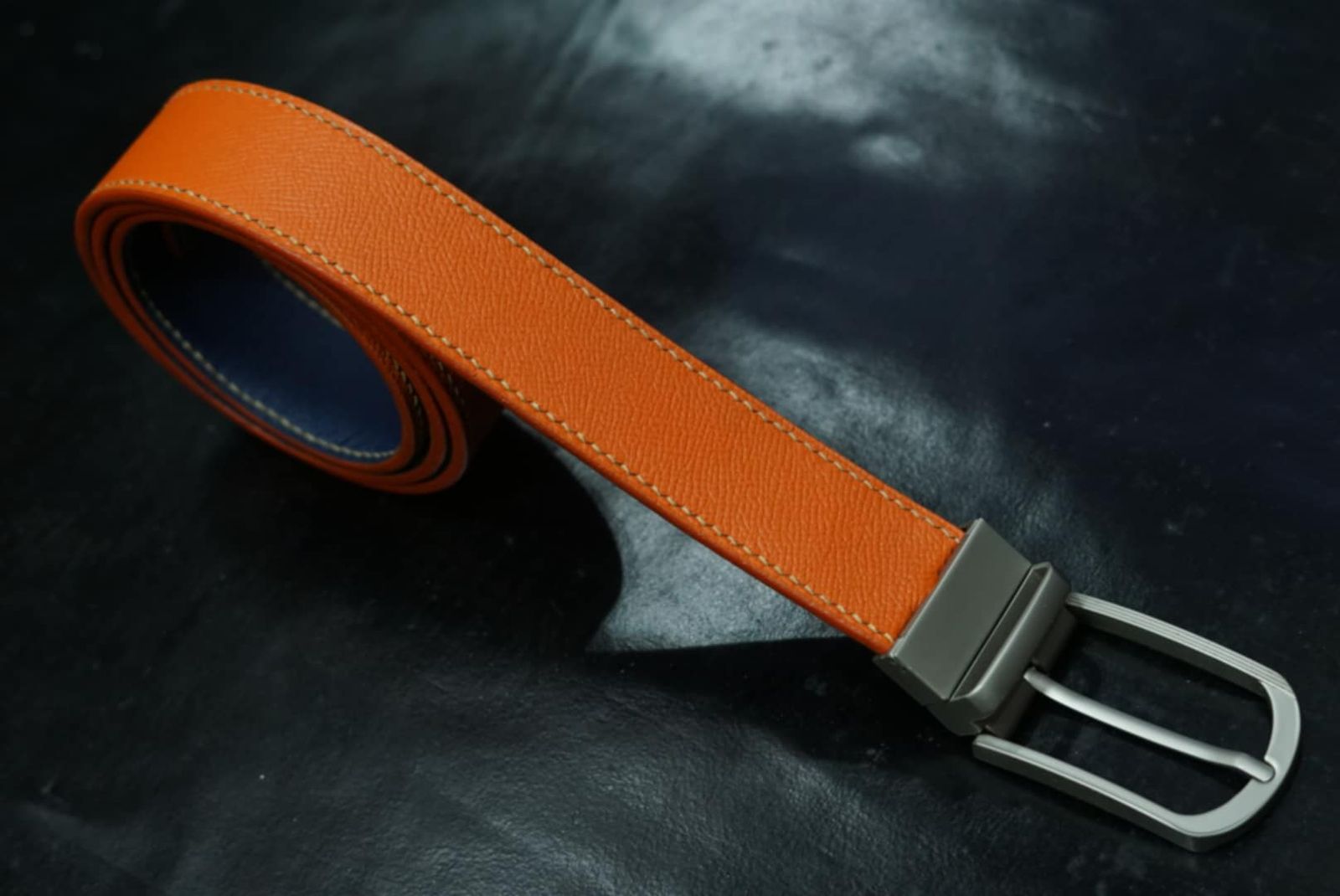 Bespoke leather belt – commission 8 Recent bespoke leather belt commission 8 from the DVIL workshop